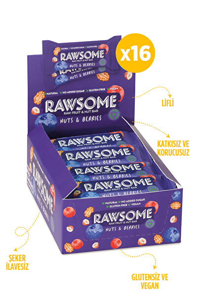 Rawsome Orman Meyveli Glutensiz Ve Vegan Kuruyemiş Barı 40g X 16 Adet