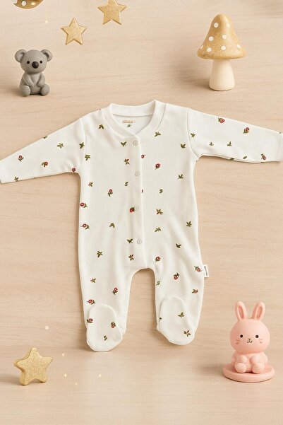 AKİ MODA KİDS Baby Girl Newborn Floral Jumpsuit