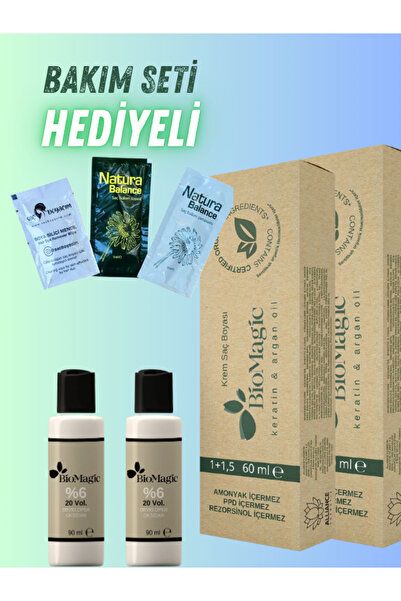 BIOMAGIC Bio Magic Amonyaksız Saç Boyası 55.43 Ceviz Kabuğu X 2 Adet & 20 Vol. Oksidan 2 Adt