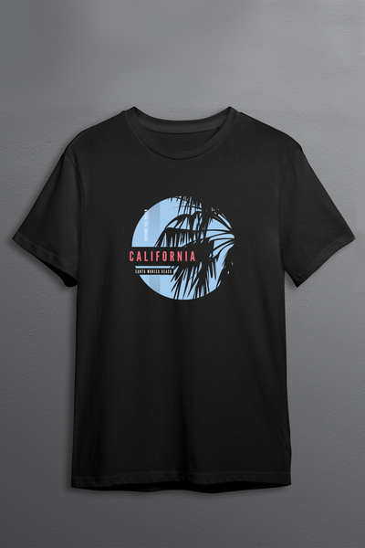 Justime تي شيرت بتصميم كاليفورنيا مطبوع من الأمام مصنوع من القطن برقبة دائرية...