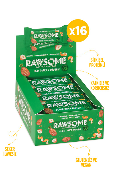 Rawsome Vegan Protein Bar Glutensiz 40g X 16 Adet