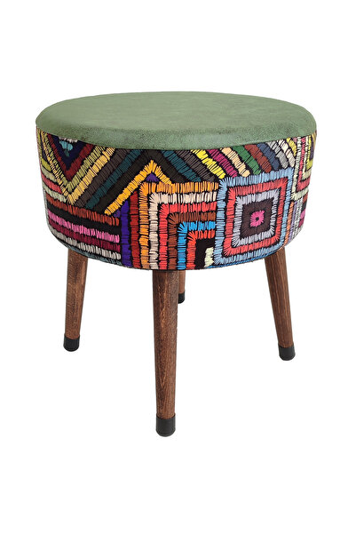 ustaagac Etna Gökkuşağı Yeşil Renkli Puf – Gürgen Ayaklı, Çok Amaçlı Kullanım