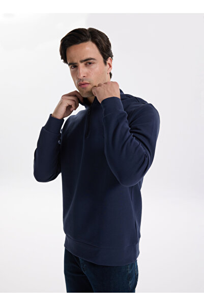 Fabrika Bato Yaka Düz Lacivert Erkek Sweatshırt FC4WM-SWT 2233.