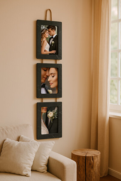 Home Ahşap 10x15 Cm 3'lü İpli Fotograf Çerçevesi