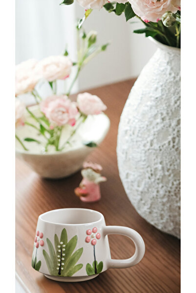 touchmughm Pink Set of 6 Special Embossed Hand-Painted Ceramic Mug, Double, Coffee Cup, Mug