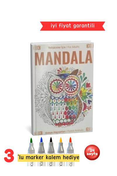 Pembe Yayınevi Yetişkinler İçin Mandala Orman Hayvanları