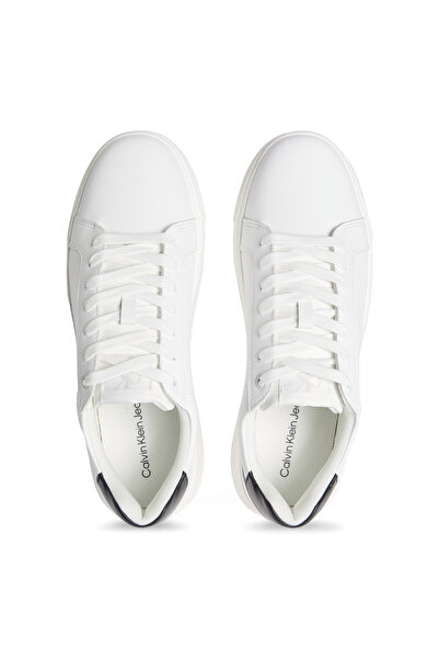 Calvin Klein Erkek Marka Logolu Şık Görünüşlü Deri Gündelik Kullanıma Uygun Beyazz1 Sneaker YM0YM01