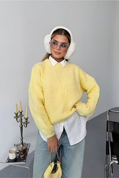 İLKCET MODA Balloon Sleeve Knitwear Oversize Sweater