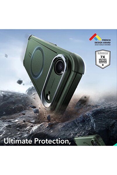 ESR Case for IPhone 17 Air, Cyber Armor Kickstand, Green