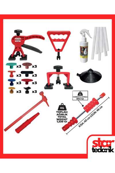 STAR PDR Kaporta Çektirme Boyasız Göçük Düzeltme Aparatı Seti 38 Parça Özel Seri