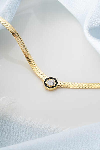 Silvano Jewelry 925 Ayar Gümüş Siyah Mineli Serenay Kolye