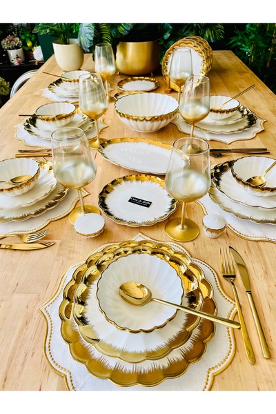 CASA DE BELLA Mary Gold 29 Parça 6 Kişilik Porselen Yemek Takımı