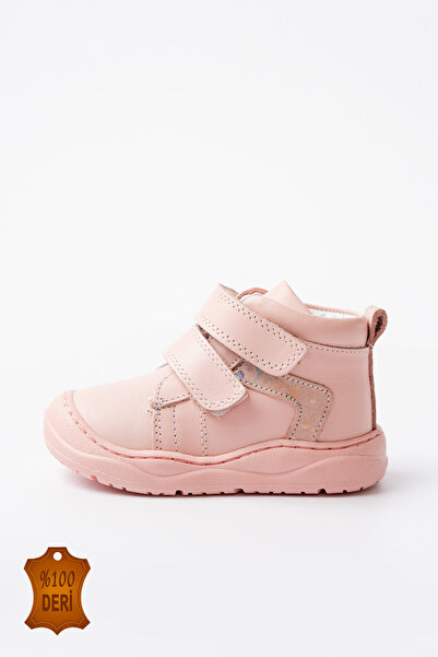 lina step Pembe Hakiki Deri Ortopedik Tabana Dikişli Cırtlı Kız Bebek İlk Adım Bot Ayakkabı