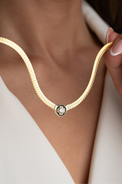 Silvano Jewelry 925 Ayar Gümüş Siyah Mineli Serenay Kolye