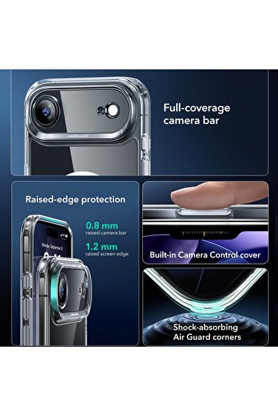 ESR Carcasă pentru iPhone 17 Air, subțire, Classic Hybrid HaloLock, transparentă