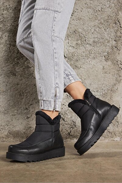 Papuçsepeti Papuç Sepeti 4006 Kadın Kürklü Kaymaz Taban Termal Kar Botu