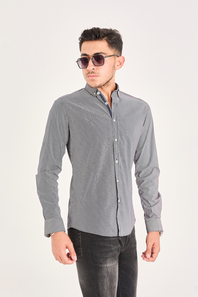 jack carisma Чоловіча сорочка з принтом LACİ PUANTİYE, поплін, бавовна, лікра, slim fit