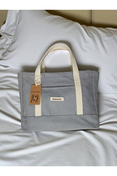 Caterina Collection Fermuarlı Kanvas Çanta Medium Gray
