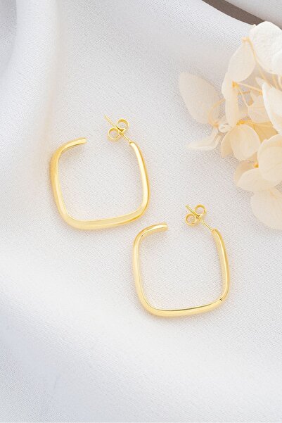 Silvano Jewelry 925 Ayar Gümüş Gold Büyük Boy Halka Küpe