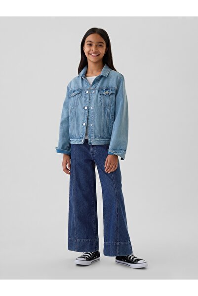GAP Kız ÇocukHigh Rise Stride Wide-Leg Ankle Jean Pantolon