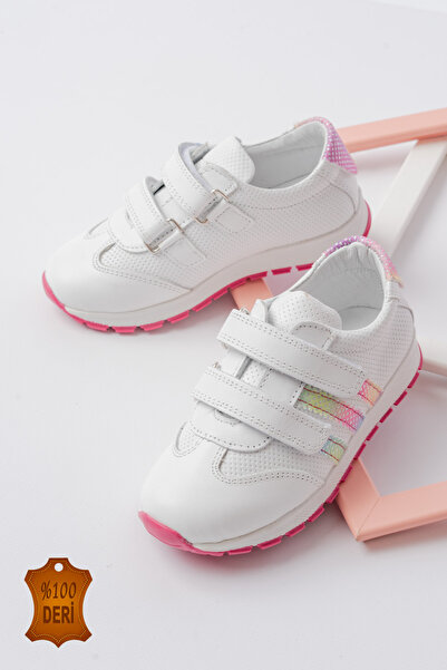 lina step أحذية رياضية بيضاء من الجلد الطبيعي لتقويم العظام للأطفال