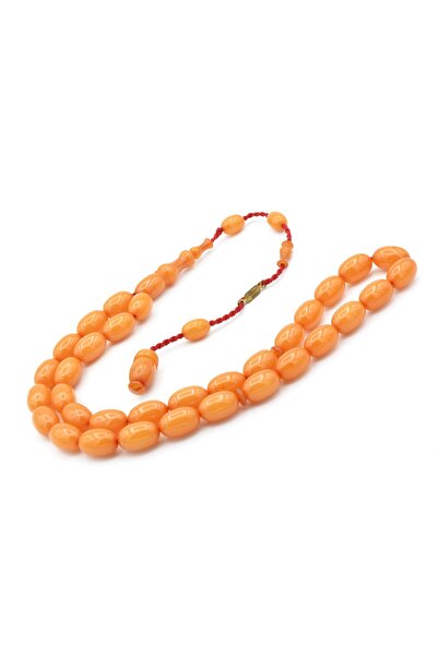 Murty99 Ahmet Emin Signed Almond Cut White Squeezed Amber Prayer Beads