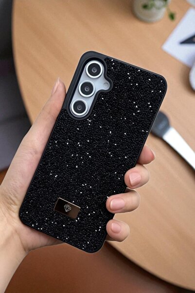 KVK PRİVACY Samsung S24 Plus -S25 Plus Uyumlu Siyah Taşlı Işıltılı Silikon Kılıf Darbeye Dayanıklı Kapak