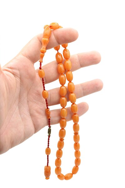 Murty99 Ahmet Emin Signed Almond Cut White Squeezed Amber Prayer Beads