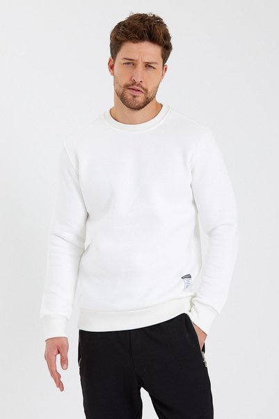 CLIPMAN Hanorac pentru bărbați, slim fit, cu gât turnut, pachet de 2, uni, neimprimate, cu 3 fire, alb, negru