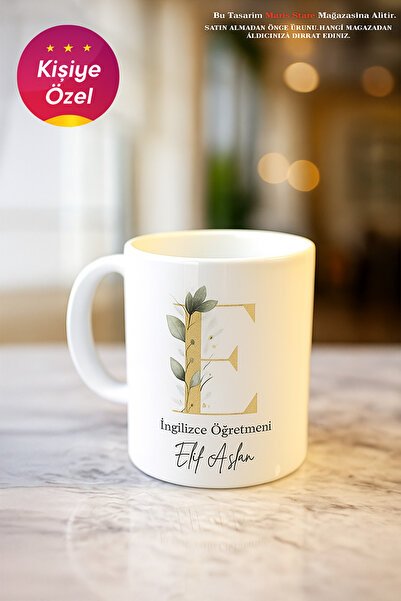MARİS STORE Öğretmenler Günü Hediyesi Kişiye Özel İsimli ve Harfli Kupa Bardak