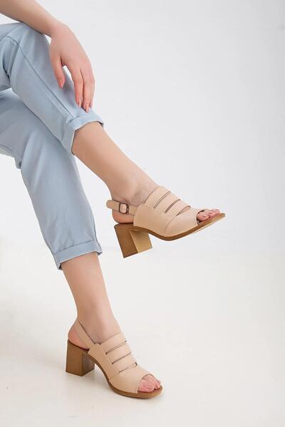 Papuçsepeti Coș de pantofi Frzn-2892 Pantofi de vară cu toc de 7 cm pentru femei