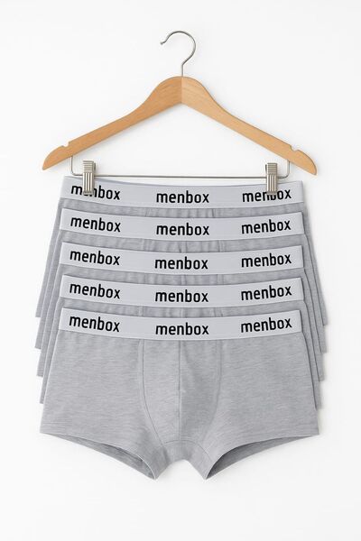 enmodaiçgiyim 5 Συσκευασία Γκρι Ανδρικά Μπόξερ – Βαμβακερή Λύκρα, Άνετα Εσώρουχα