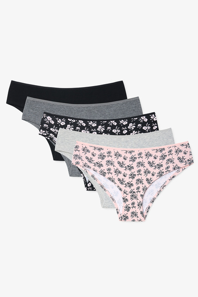 Penti Chiloți hipster cu talie normală cu model floral, pachet de 5
