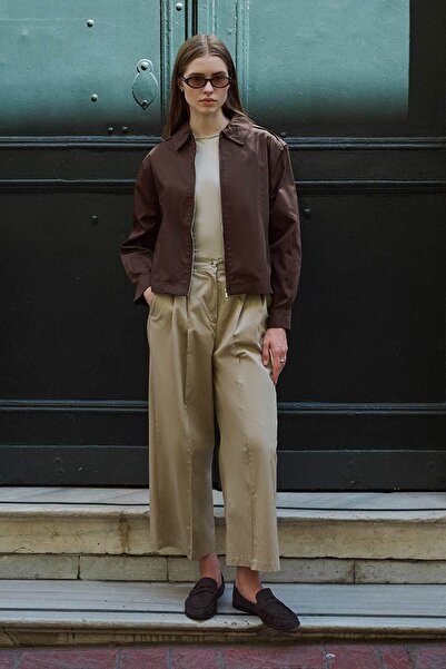 Hooopstore Κοντό μπουφάν Gabardine καφέ