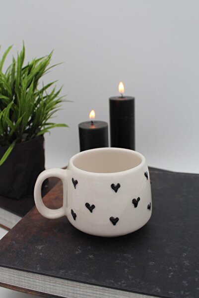 Inspire Ceramic Handmade Black Heart Mug Cup
