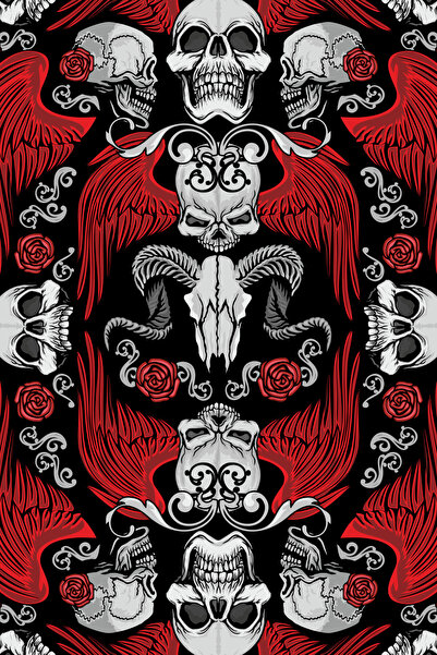 ENDRO Skulls N' Roses Motorcu Buff Maske Outdoor Boyunluk Unisex Bandana