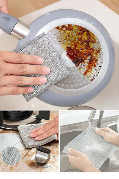 TUMU LIFE 1 Adet Çift Taraflı Çok Amaçlı Tel Temizlik Bezi | Mutfak, Lavabo, ...