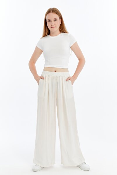 Maison La Femme Women's Trousers Tansel Fabric High Waist Wide Leg