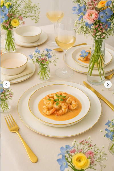 Kütahya Porselen BNVFR18Y8520 Bone V Form 18 Parça 4 Kişilik Mat Altın File Y...