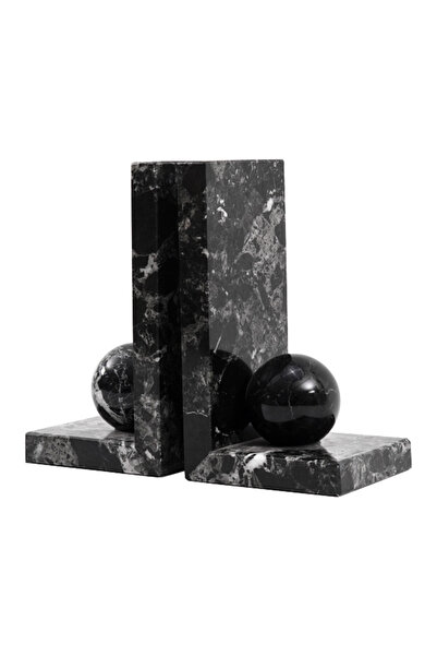 Radicaln Marble Bookends Set of 2 – Black Handmade Book Stoppers for Office & Home Decor