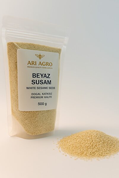 ARI AGRO Doğal Beyaz Susam 500 g - Soyulmuş – Katkısız ve Yerli Üretim - Premium Kalite