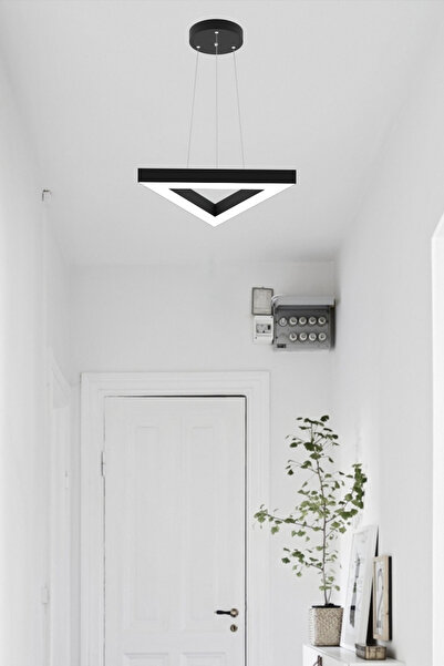 Hegza Lighting Trıan ( Siyah Kasa, Gün Işığı ) Ledli Modern Led Avize, Salon, Mutfak, Antre, Hol, Masa, Sarkıt