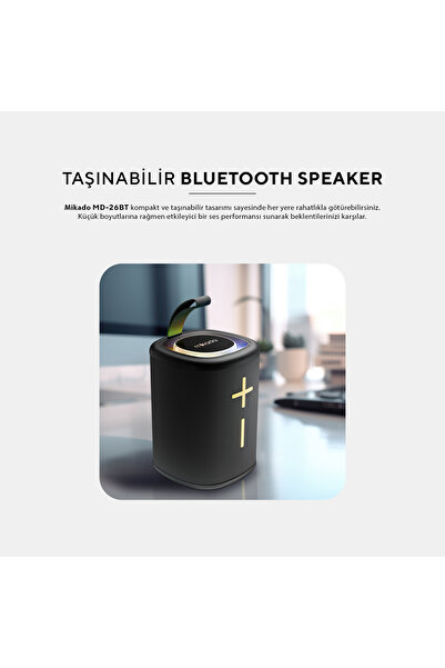 Mikado Md-26bt Nexus Siyah 6w 1200mah Usb-tf-tws-ıpx6 Bluetooth Hoparlör