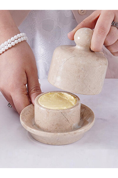 Radicaln Verona Marble Butter Dish with Lid – 10 cm Mini Butter Crock for Cou...