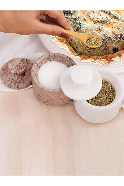 Radicaln مجموعة من علب الملح المنقوشة بالرخام الأبيض والمارينارا، مكونة من قط...