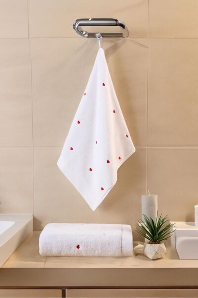 VAROL طقم حمام من القطن الصغير مع تفاصيل مطرزة من سلسلة Love