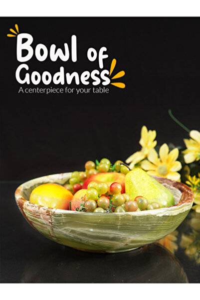 Radicaln Marble Fruit Bowl 10" Green Onyx – Handmade Serving Bowl for Kitchen & Dining Table Decor