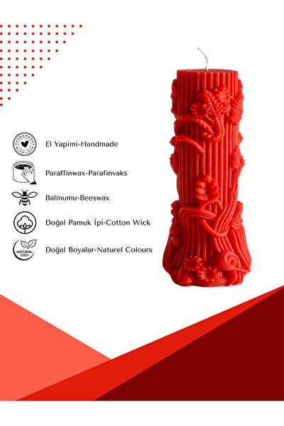 Candle Red Bloom, Kırmızı Zarafet, Dekoratif 2 Adet Kokulu Mum & Kandil