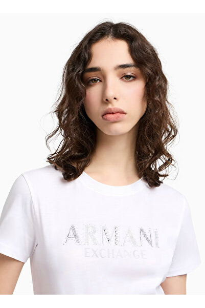 Armani Exchange Γυναικείο μπλουζάκι με λαιμόκοψη σε λευκό χρώμα Xw000387