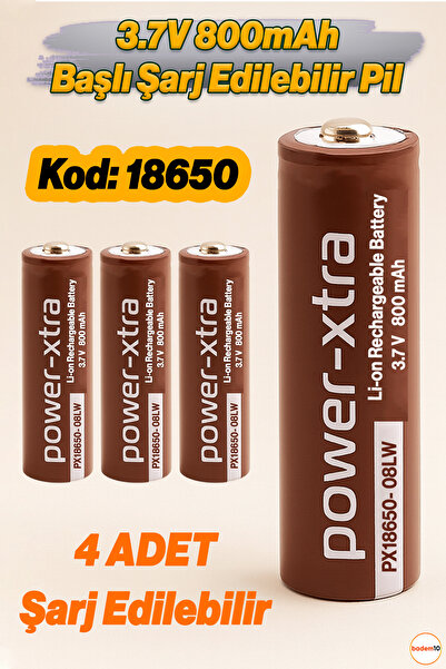 Badem10 4 Adet 18650-08LW Kahverengi Şarjlı Batarya Pil 3.7V 1200mAh Li-Ion U...
